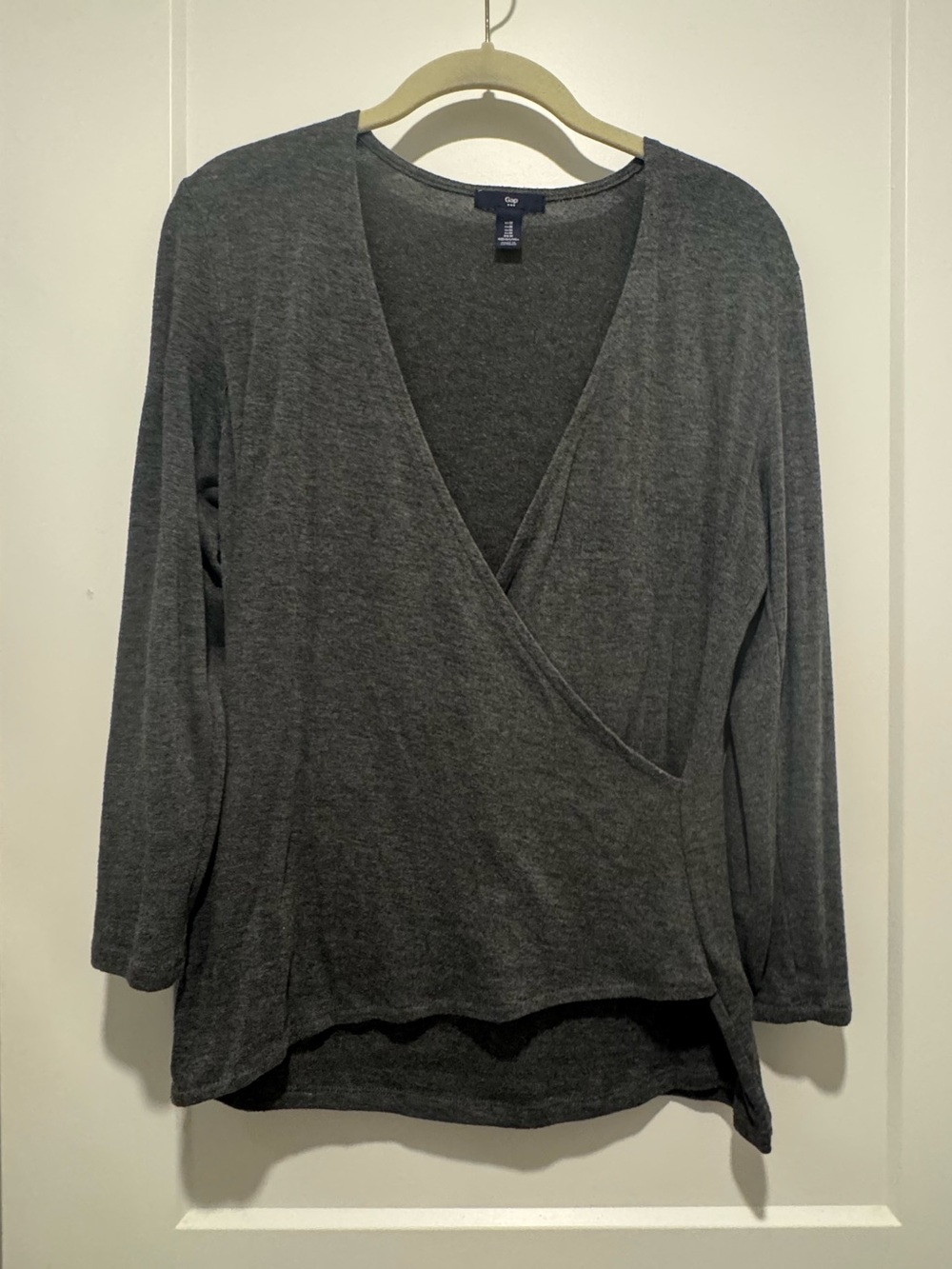 GAP Faux Wrap Front Gray Top